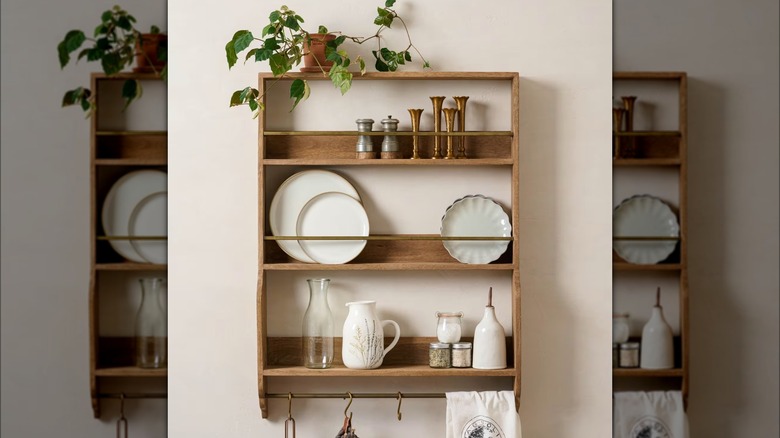 Magnolia Hannon Wood and Brass Display Shelf