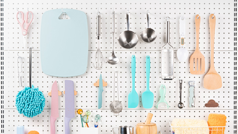 Kitchen tools pegboard