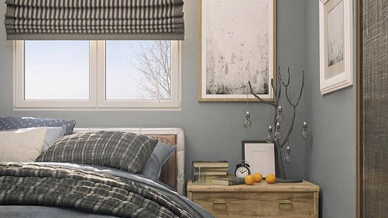 Muted blue gray room wall