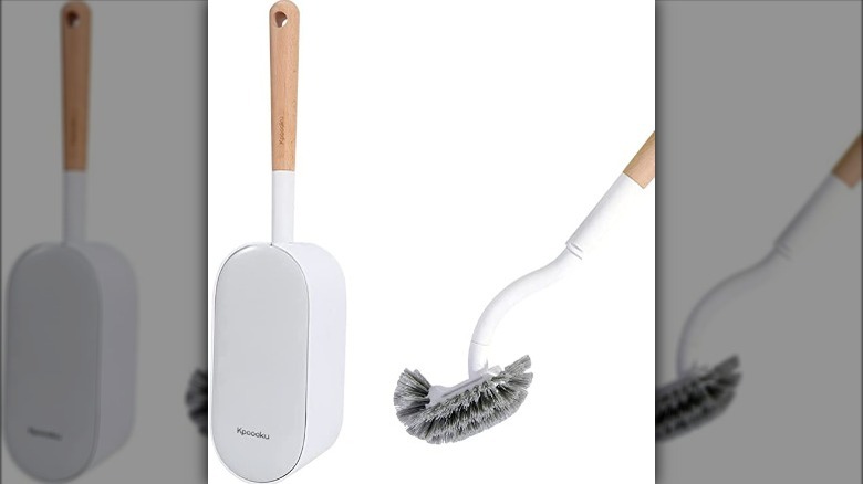 Curved brush head toilet brush