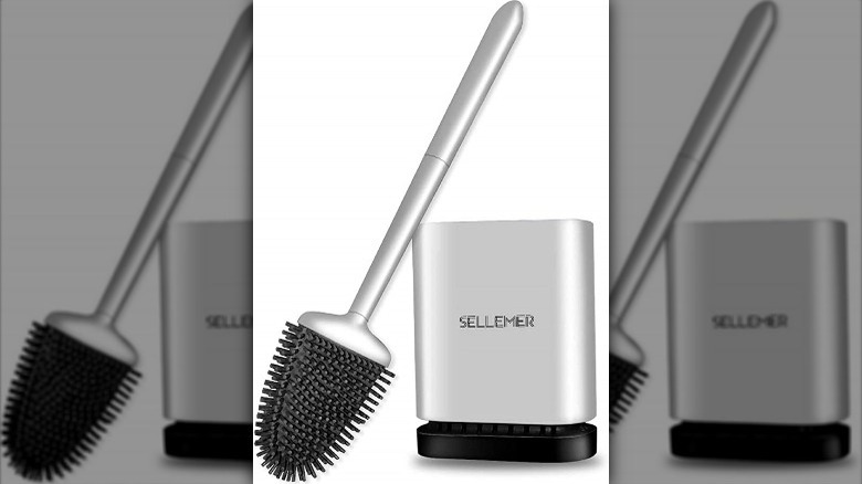 Silver silicone toilet brush