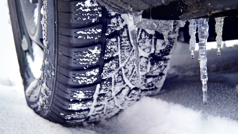 car with frozen tires