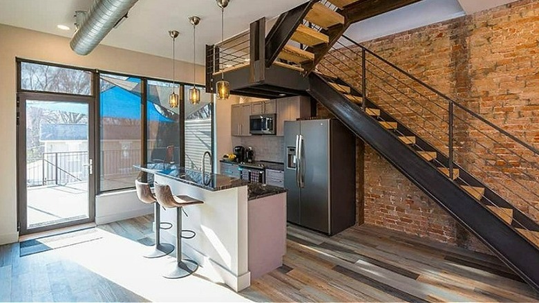 Industrial loft with exposed brick