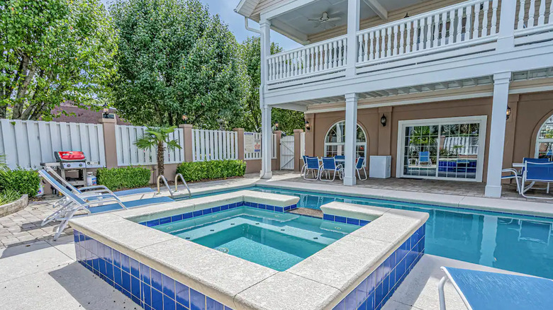 Pool area of beach home