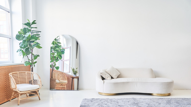 MInimalist room with large mirror