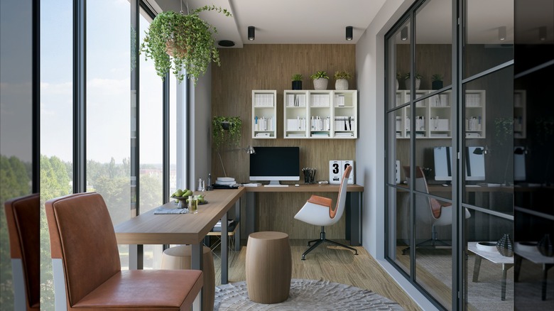 Home office glass walls