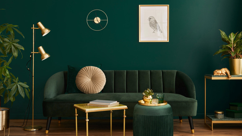 emerald green wall in living room