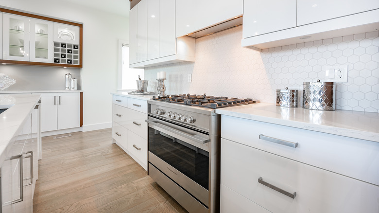 kitchen with stainless steel stove