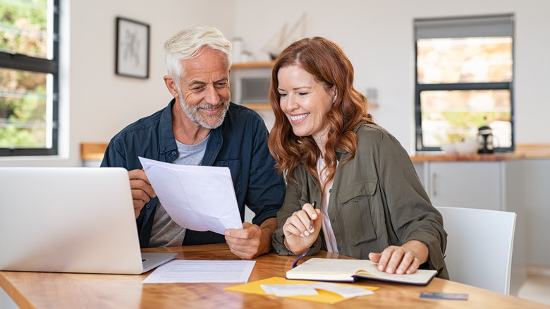 couple looking at finances 