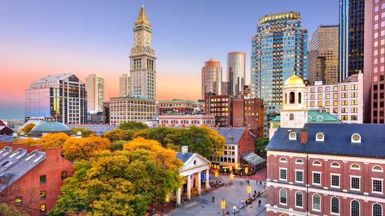 Boston skyline during fall