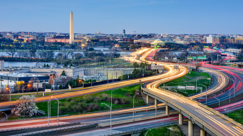 Aerial view of D.C. traffic