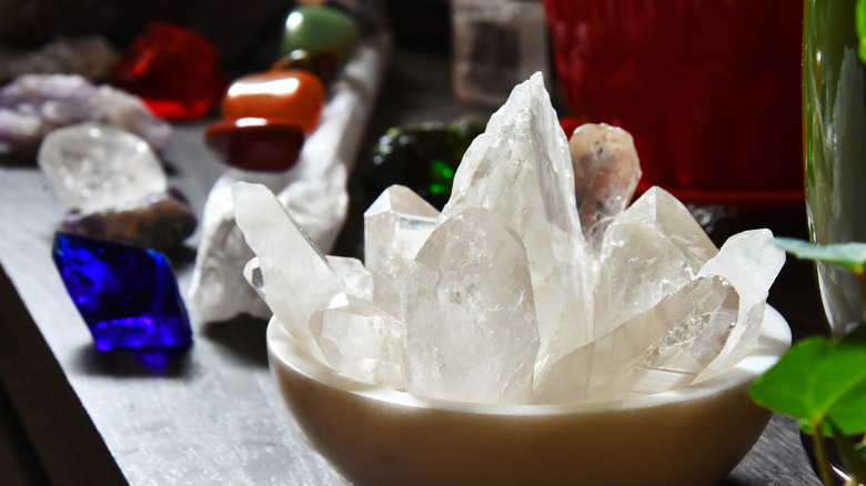 clear quartz in bowl