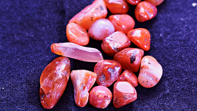 Tumble of red jasper gems 