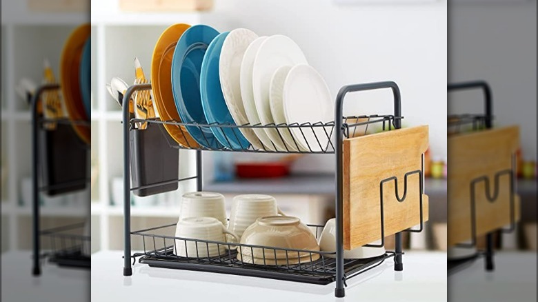 Two tier metal dish rack