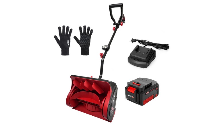 MZK Cordless Snow Shovel with battery,charger, and gloves