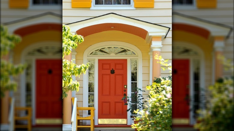 bright orange front door