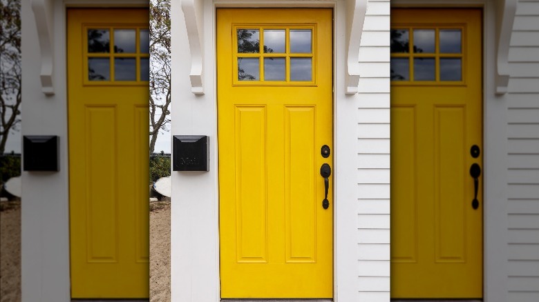 mustard yellow front door