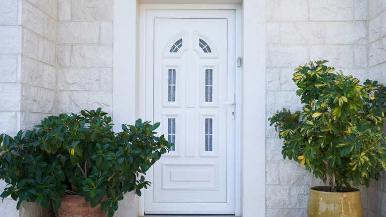 white front door white house