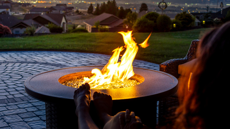 patio with a firepit
