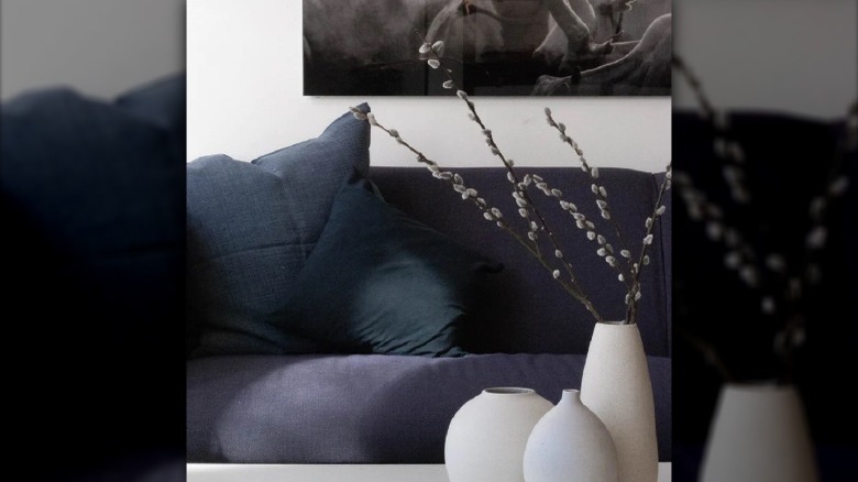 Blue pillows on a couch