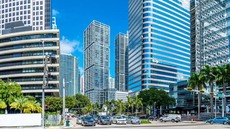 Street view of Brickell skyscrapers