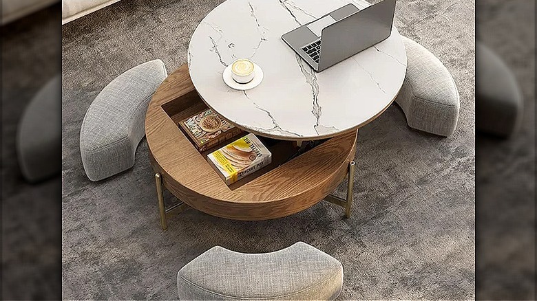 Homary Round Lift-Top coffee table