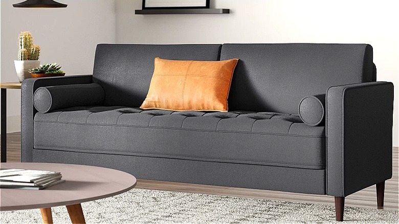 Grey sofa in living room