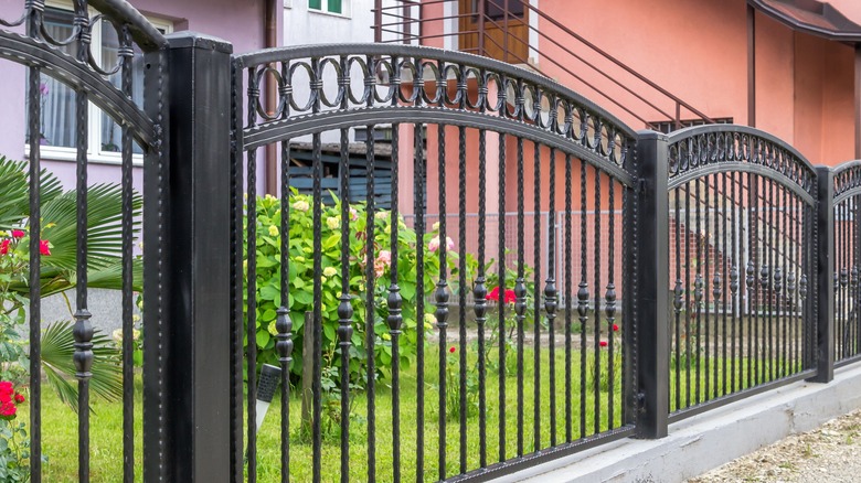 An ornate wrought iron fence