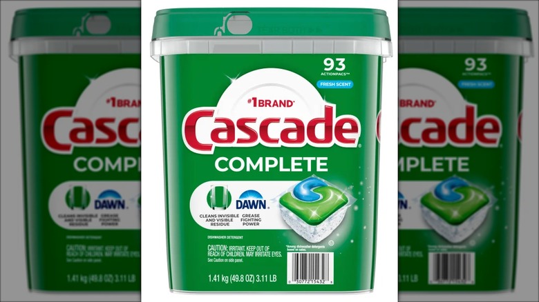 View of Cascade Complete dishwashing detergent