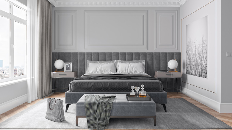 luxury monochrome gray bedroom