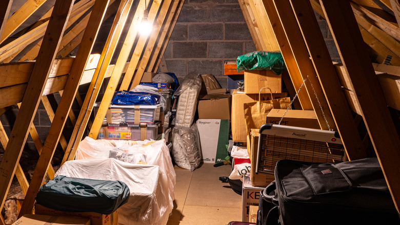 boxes and bins in attic