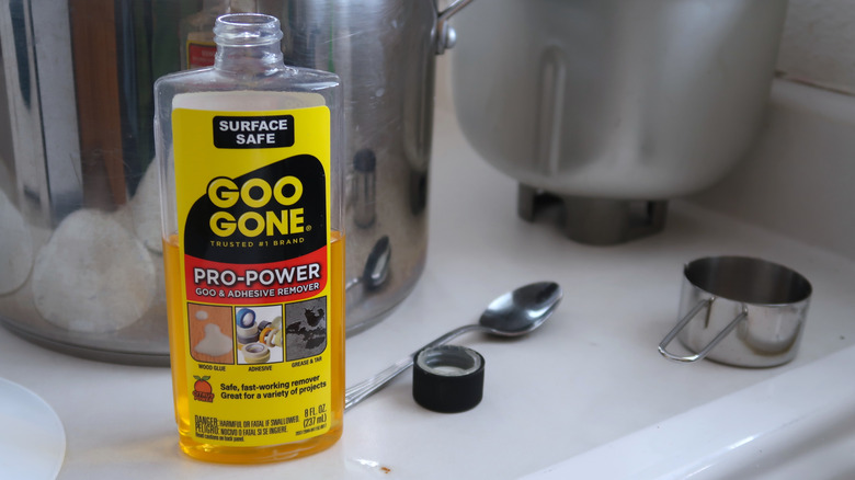 bottle of Goo Gone on a kitchen counter