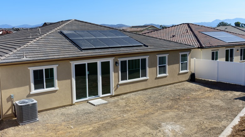 treeless backyard of new house