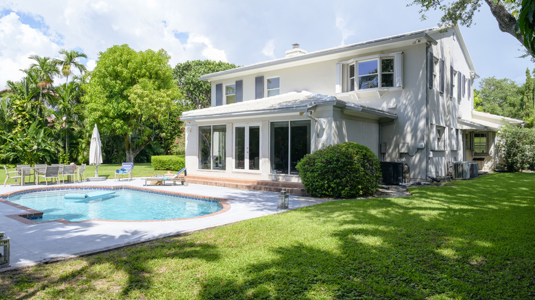 Backyard with a landscaped garden