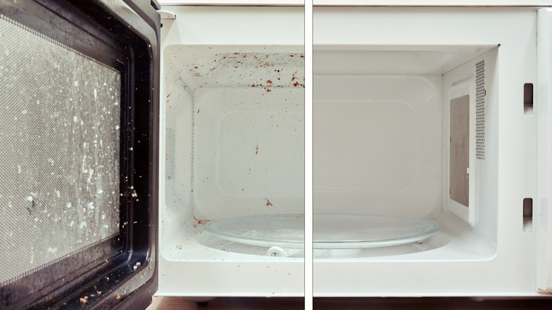 microwave before and after cleaning