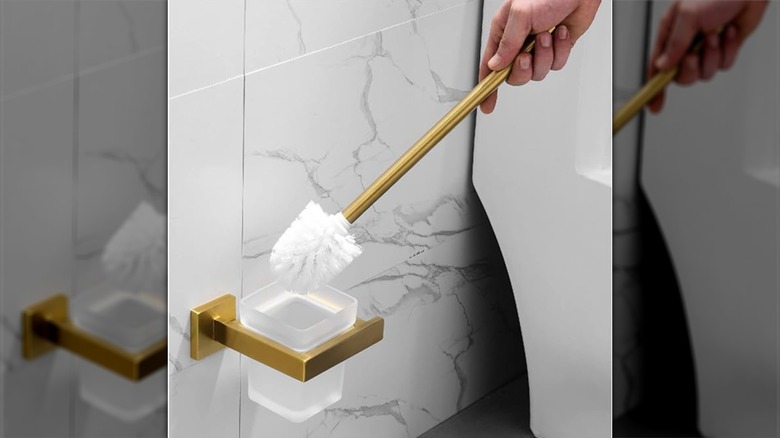 Wall-mounted toilet brush holder