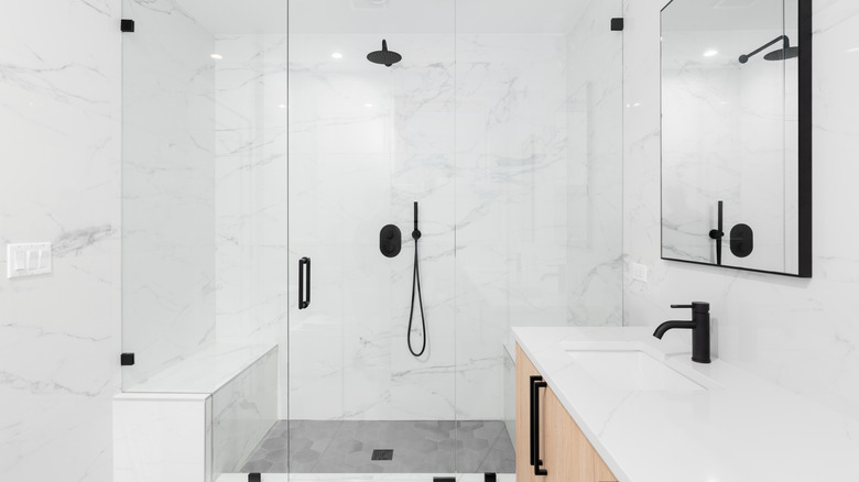 Bathroom with marble tile