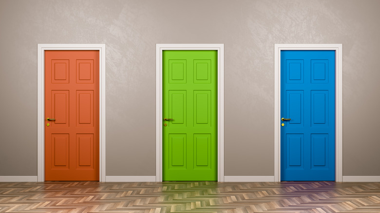 Different colored interior doors.