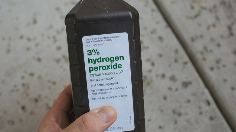 Close-up of bottle of hydrogen peroxide