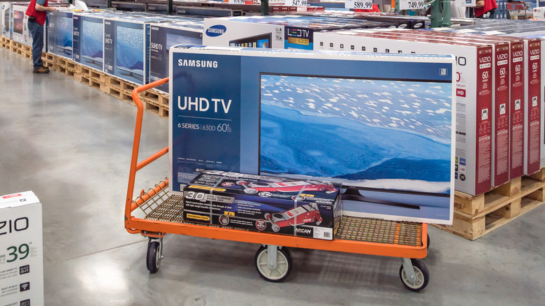 TV on Costco cart