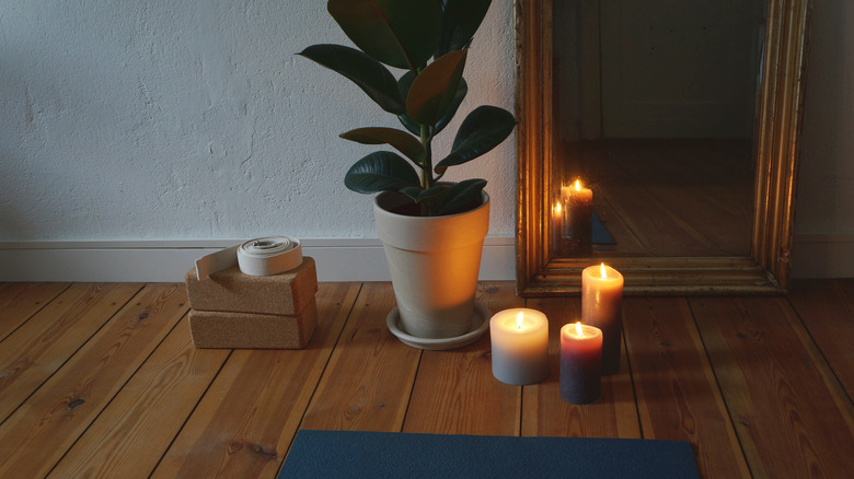 wellness room with yoga mat