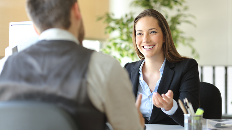 two business people talking 