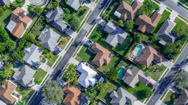 aerial view of a suburban neighborhood