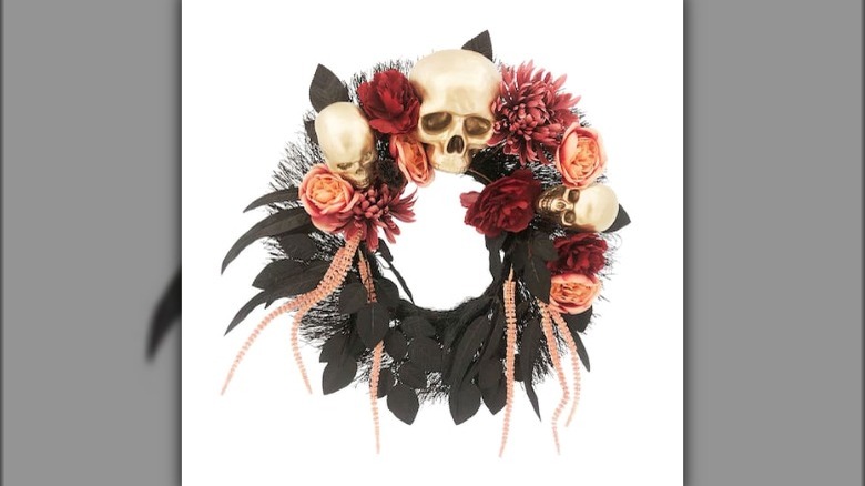 Skull and flower wreath