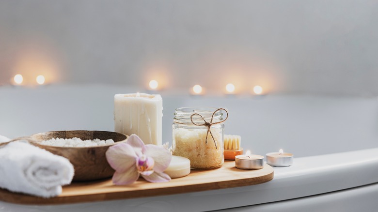 Candles around a bath