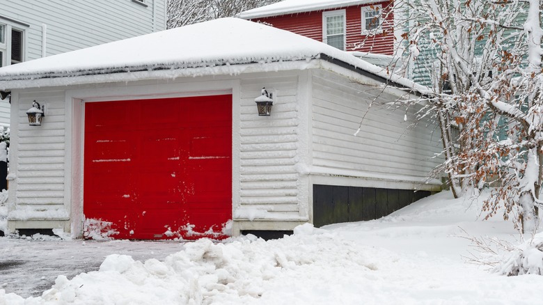 cold snowy garage home