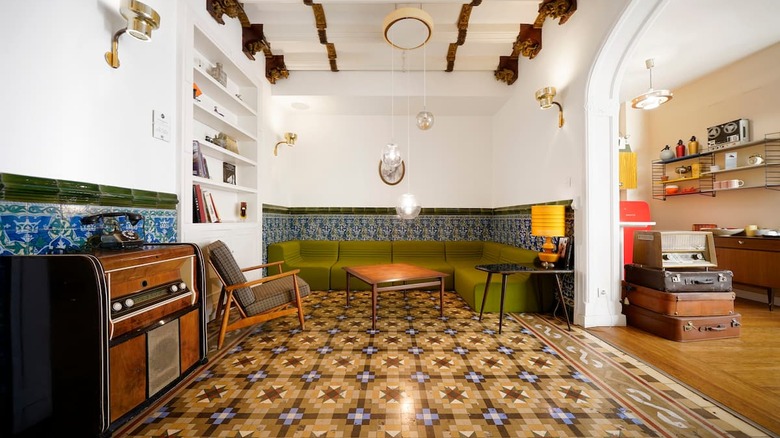 retro tiled Barcelona living room