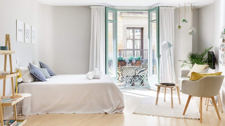 bright and airy white bedroom 