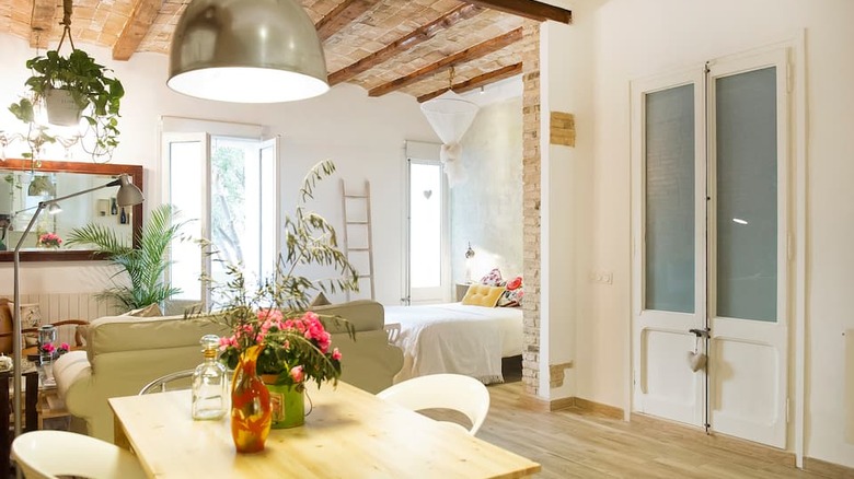 stone ceiling with kitchen table 