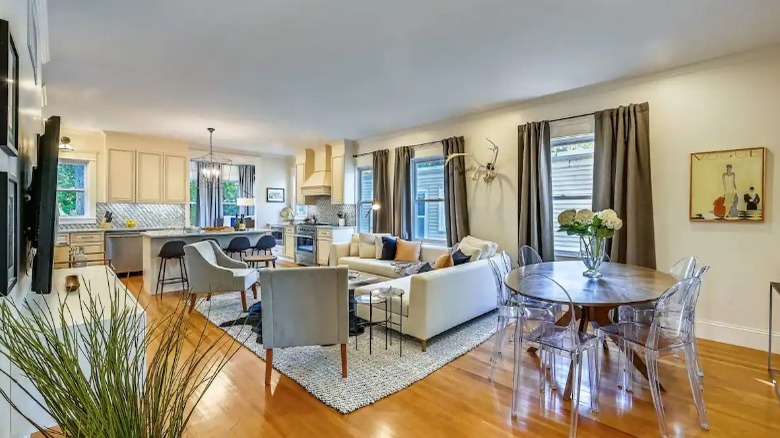 open concept kitchen and living room